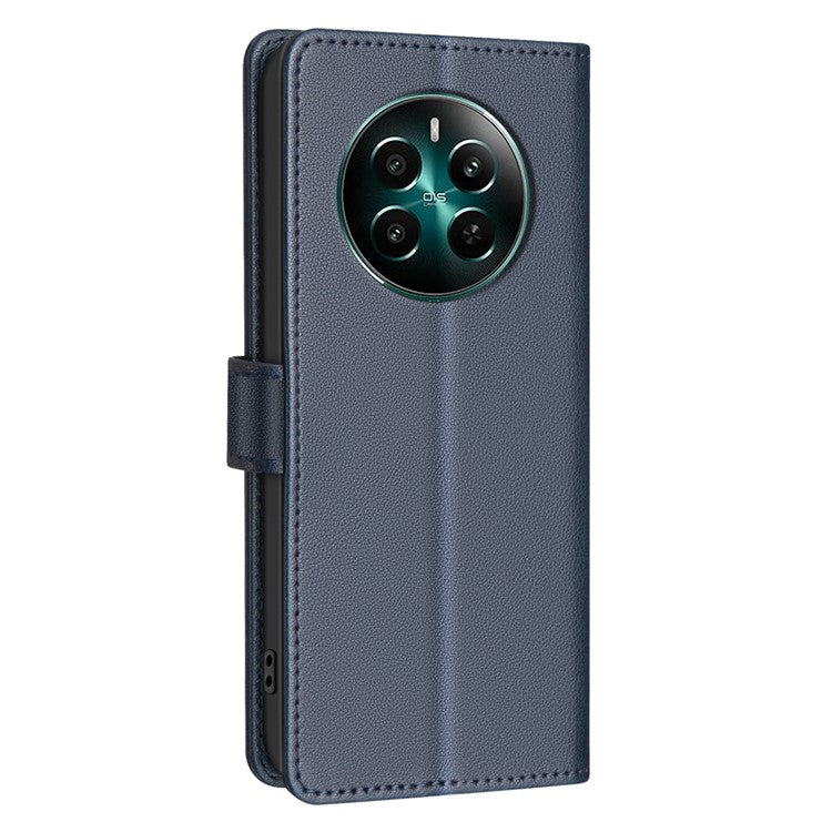 BINFEN COLOR BF32 For Realme 12 4G / 12+ 5G Cell Phone Case Litchi Texture RFID Blocking Leather Phone Cover - Blue