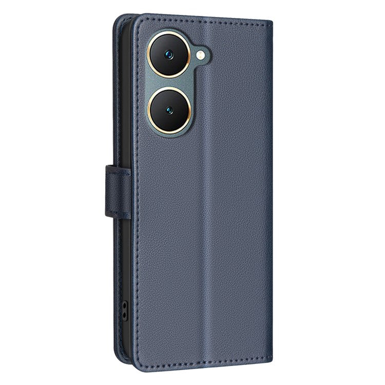 BINFEN COLOR BF32 For vivo Y03 Phone Case Litchi Texture RFID Blocking Leather Phone Cover - Blue