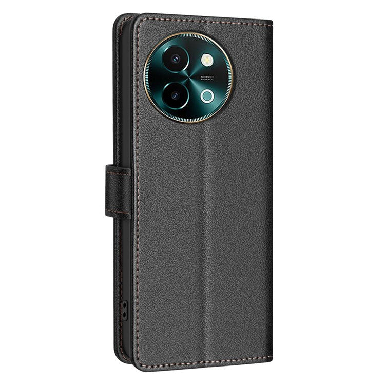 BINFEN COLOR BF32 For vivo Y38 5G / Y200i 5G Phone Case Litchi Texture RFID Blocking Leather Phone Cover - Black