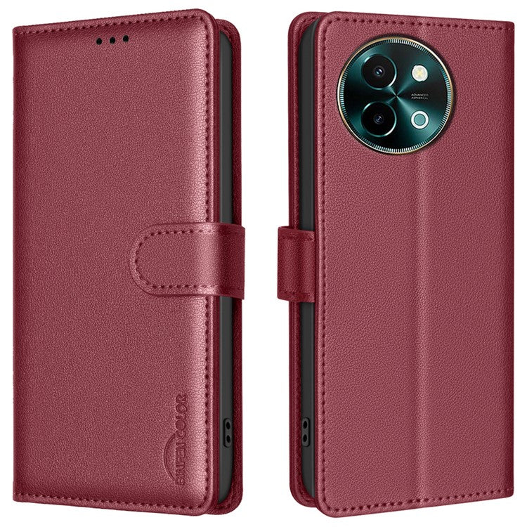BINFEN COLOR BF32 For vivo Y38 5G / Y200i 5G Phone Case Litchi Texture RFID Blocking Leather Phone Cover - Red