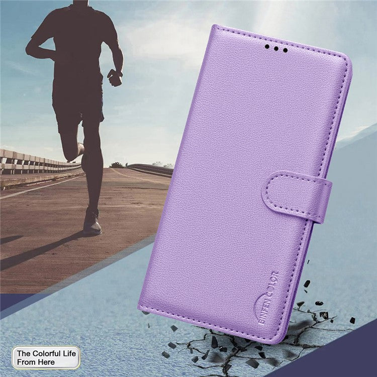 BINFEN COLOR BF32 For vivo Y38 5G / Y200i 5G Phone Case Litchi Texture RFID Blocking Leather Phone Cover - Purple