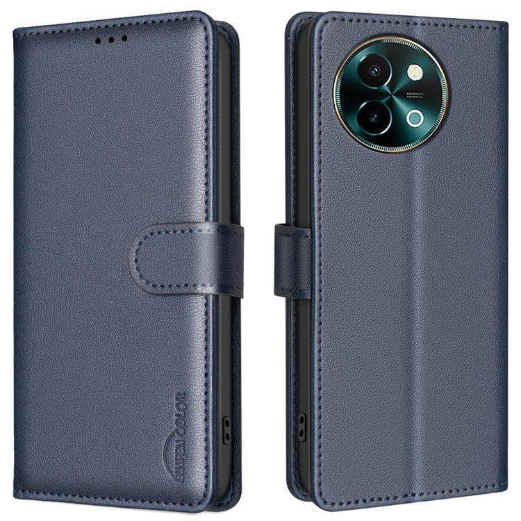 BINFEN COLOR BF32 For vivo Y38 5G / Y200i 5G Phone Case Litchi Texture RFID Blocking Leather Phone Cover - Blue