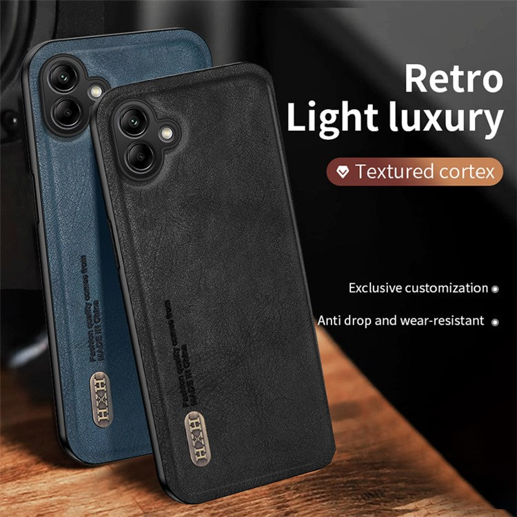 For Samsung Galaxy A05 4G Case Precise Lens Cutout Retro TPU+PU Phone Cover - Brown
