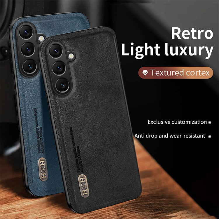 For Samsung Galaxy F15 5G Matte Phone Case TPU+PU Phone Cover Work with Magnetic Car Holder - Black