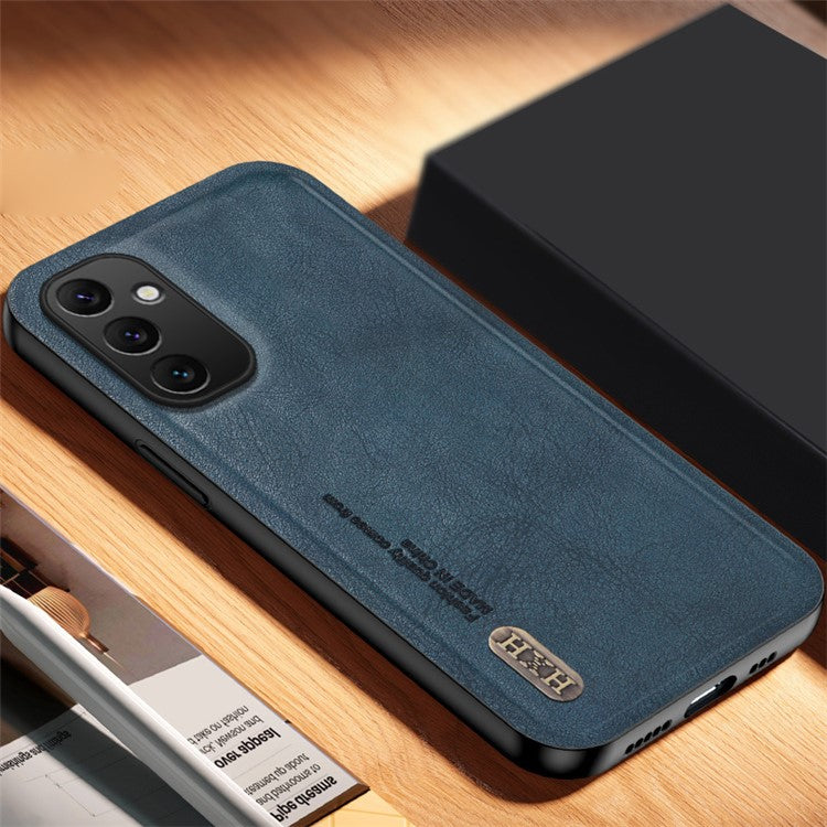 For Samsung Galaxy M14 5G Case Matte TPU+PU Phone Cover Support Magnetic Car Holder - Blue