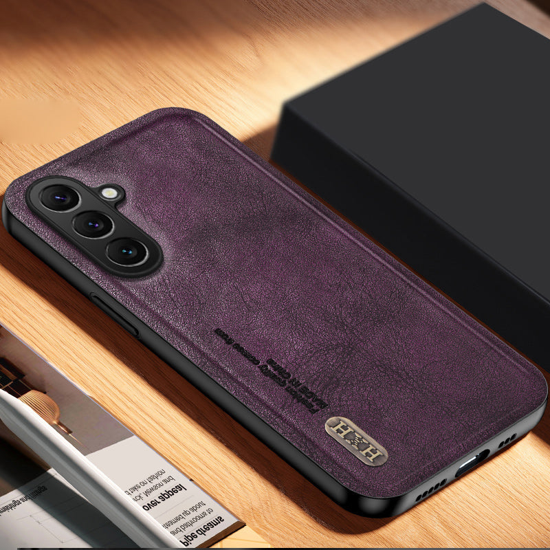 For Samsung Galaxy M34 5G / F34 5G Case Matte Texture TPU+Leather Phone Cover Non-Slip Shockproof - Purple