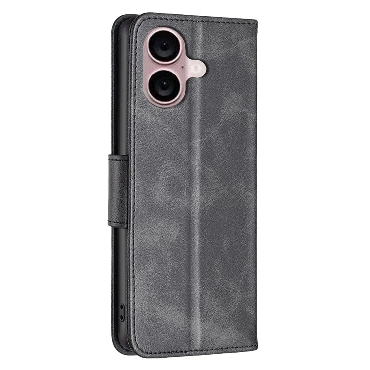 For iPhone 16 Case Shockproof Leather Stand Wallet Mobile Phone Cover - Black