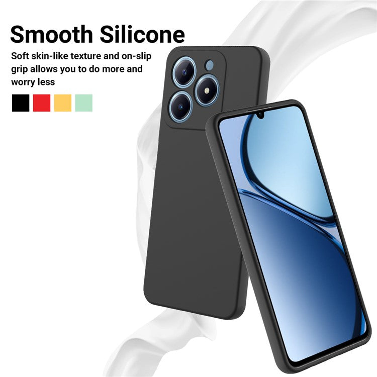 For Realme C63 4G / Narzo N63 4G Slim Case Liquid Silicone Phone Cover with Wrist Strap - Black