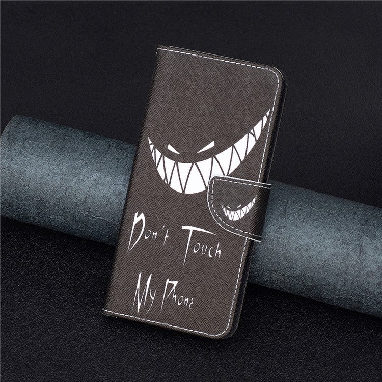For iPhone 16 Plus Leather Case Pattern Printing Wallet Stand Anti-fall Phone Cover - Don't Touch My Phone