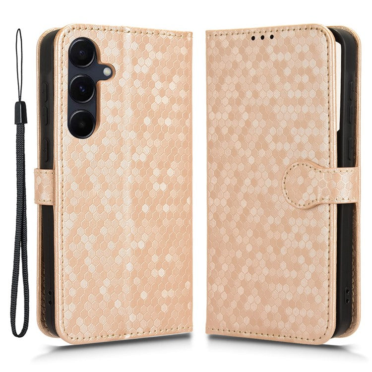 For Samsung Galaxy F55 5G / M55 5G / C55 5G Case Dot Pattern PU Leather Folio Flip Wallet Phone Cover - Rose Gold