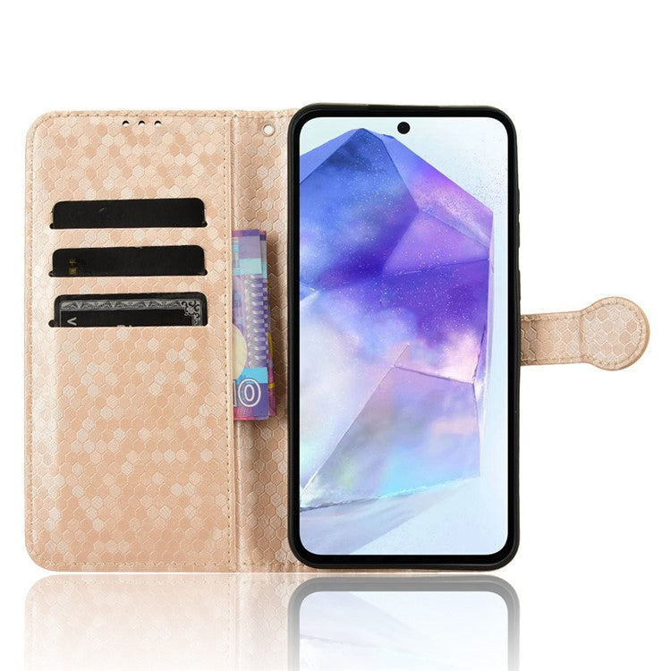 For Samsung Galaxy F55 5G / M55 5G / C55 5G Case Dot Pattern PU Leather Folio Flip Wallet Phone Cover - Rose Gold