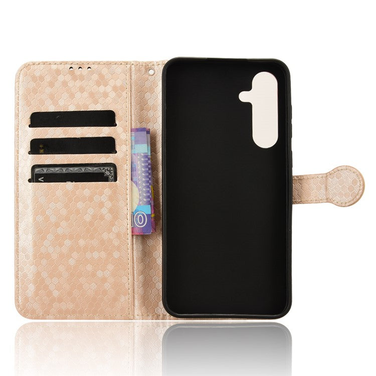 For Samsung Galaxy F55 5G / M55 5G / C55 5G Case Dot Pattern PU Leather Folio Flip Wallet Phone Cover - Rose Gold