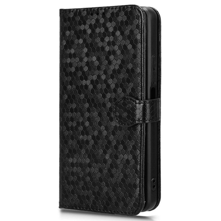 For Samsung Galaxy F55 5G / M55 5G / C55 5G Case Dot Pattern PU Leather Folio Flip Wallet Phone Cover - Black