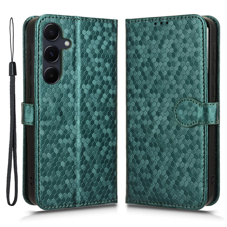 For Samsung Galaxy F55 5G / M55 5G / C55 5G Case Dot Pattern PU Leather Folio Flip Wallet Phone Cover - Green