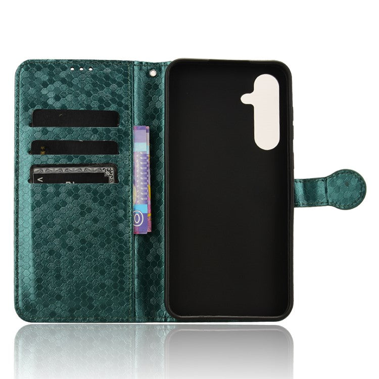 For Samsung Galaxy F55 5G / M55 5G / C55 5G Case Dot Pattern PU Leather Folio Flip Wallet Phone Cover - Green