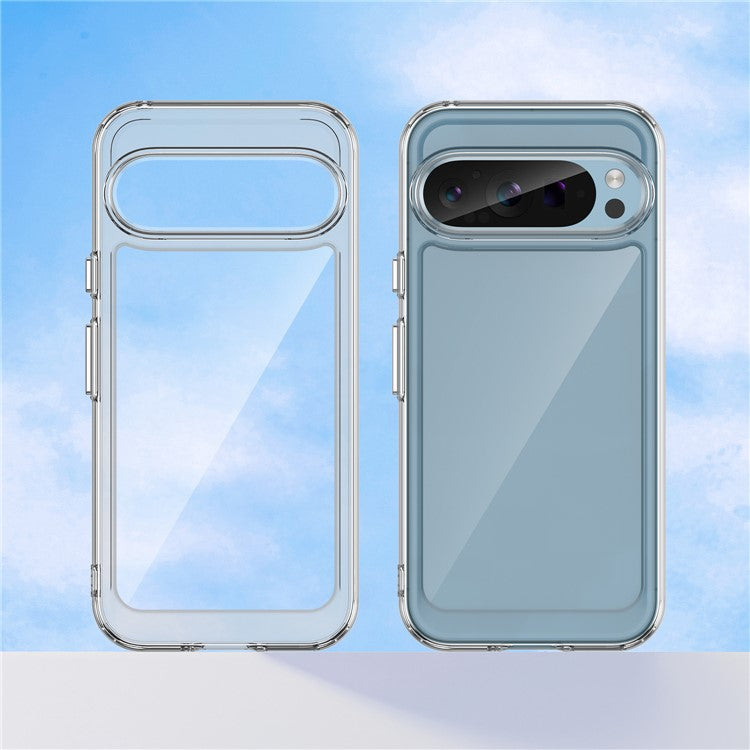 For Google Pixel 9 Pro XL Clear Case Electroplating Buttons (Big Rear Lens Hole)