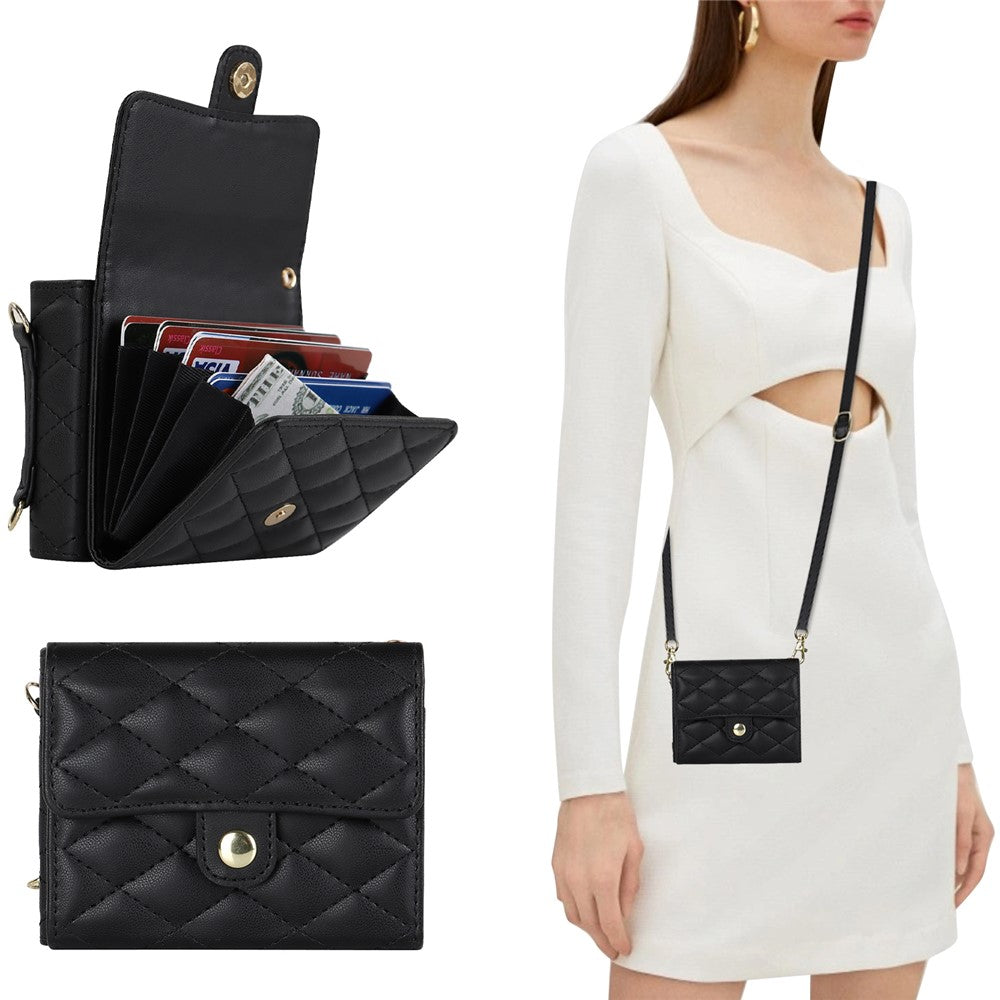 ZD 03 for Samsung Galaxy Z Flip7 FE 5G / Z Flip6 5G Case Bag Design PU Leather Crossbody Phone Cover RFID Blocking - Black