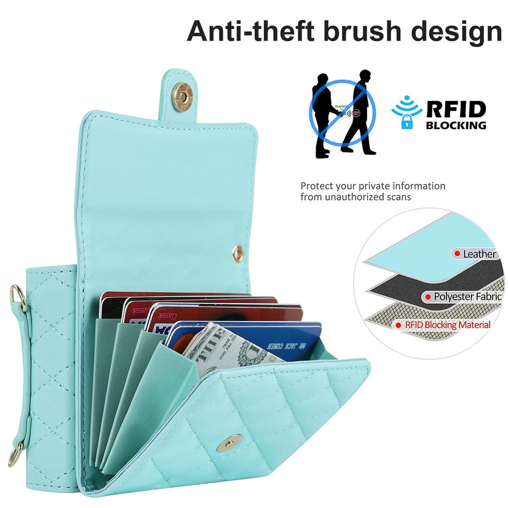 ZD 03 for Samsung Galaxy Z Flip7 FE 5G / Z Flip6 5G Case Bag Design PU Leather Crossbody Phone Cover RFID Blocking - Blue