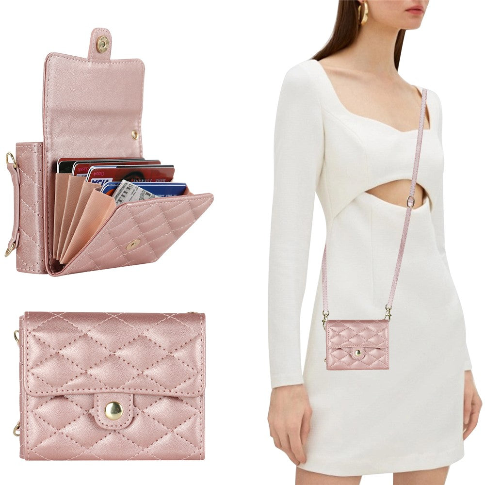 ZD 03 for Samsung Galaxy Z Flip7 FE 5G / Z Flip6 5G Case Bag Design PU Leather Crossbody Phone Cover RFID Blocking - Rose Gold