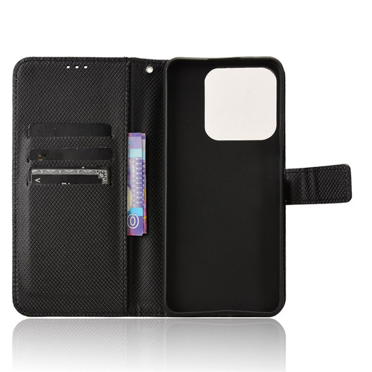 For Realme C63 4G / C61 4G / Narzo N63 4G Case Leather Phone Cover Diamond Texture - Black