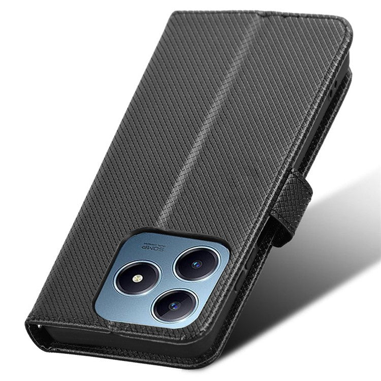 For Realme C63 4G / C61 4G / Narzo N63 4G Case Leather Phone Cover Diamond Texture - Black