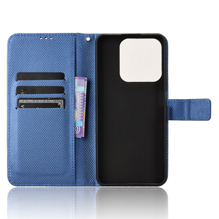 For Realme C63 4G / C61 4G / Narzo N63 4G Case Leather Phone Cover Diamond Texture - Blue