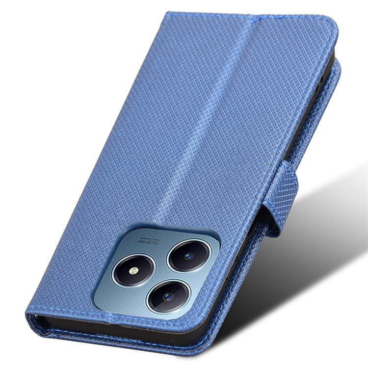 For Realme C63 4G / C61 4G / Narzo N63 4G Case Leather Phone Cover Diamond Texture - Blue