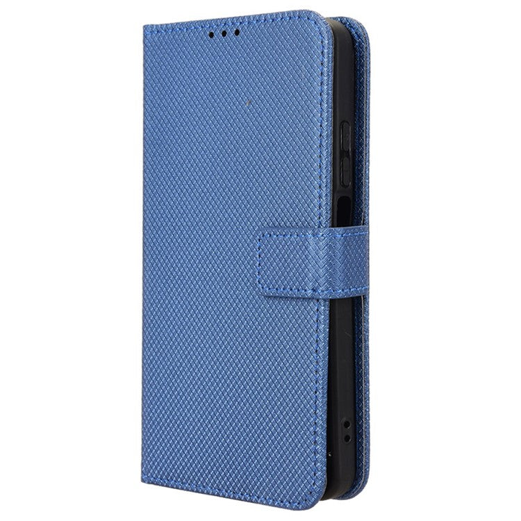 For Realme C63 4G / C61 4G / Narzo N63 4G Case Leather Phone Cover Diamond Texture - Blue