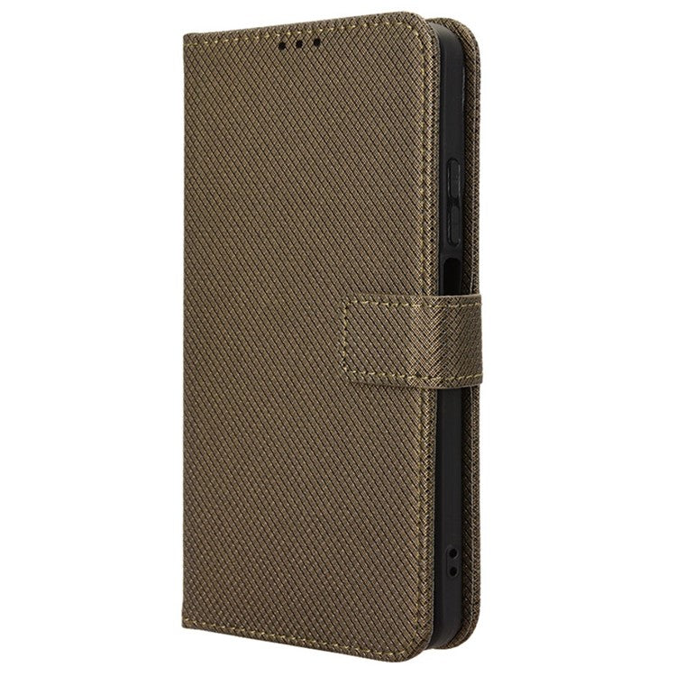 For Realme C63 4G / C61 4G / Narzo N63 4G Case Leather Phone Cover Diamond Texture - Brown