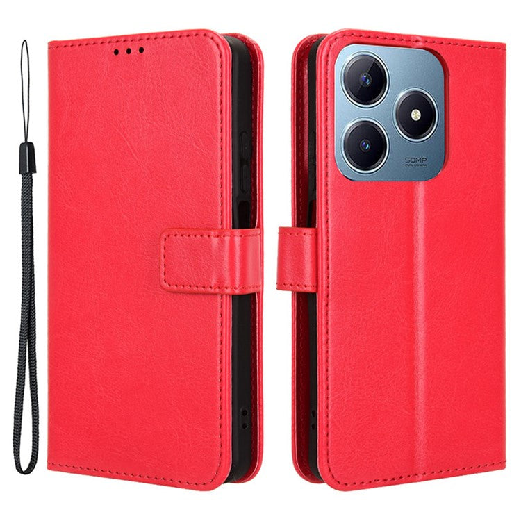 For Realme C63 4G / C61 4G / Narzo N63 4G Case Wallet PU Leather Flip Phone Cover - Red