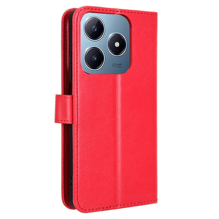 For Realme C63 4G / C61 4G / Narzo N63 4G Case Wallet PU Leather Flip Phone Cover - Red