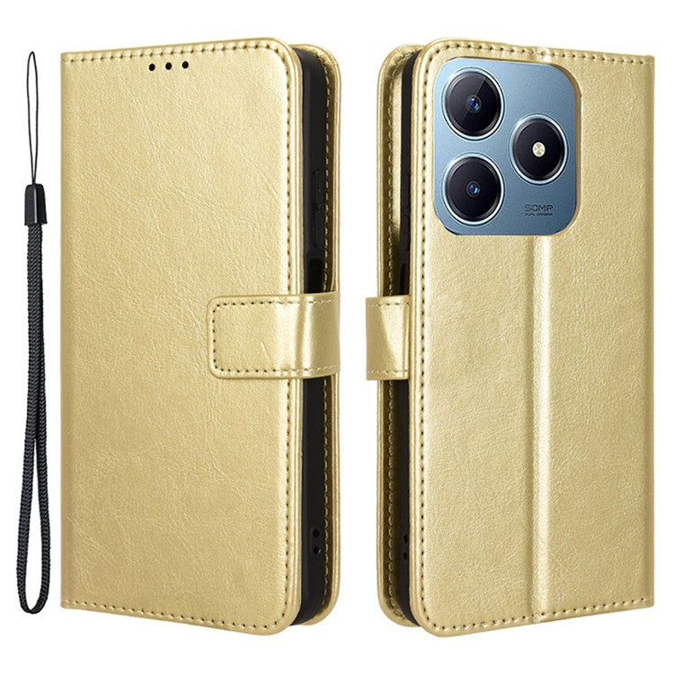 For Realme C63 4G / C61 4G / Narzo N63 4G Case Wallet PU Leather Flip Phone Cover - Gold