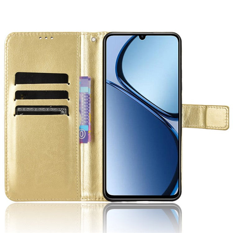 For Realme C63 4G / C61 4G / Narzo N63 4G Case Wallet PU Leather Flip Phone Cover - Gold