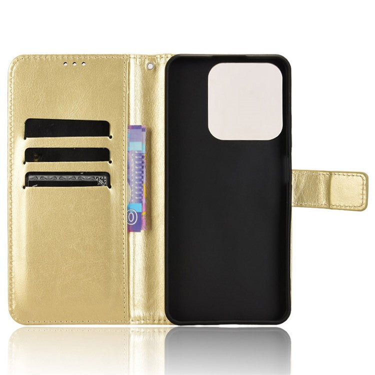 For Realme C63 4G / C61 4G / Narzo N63 4G Case Wallet PU Leather Flip Phone Cover - Gold