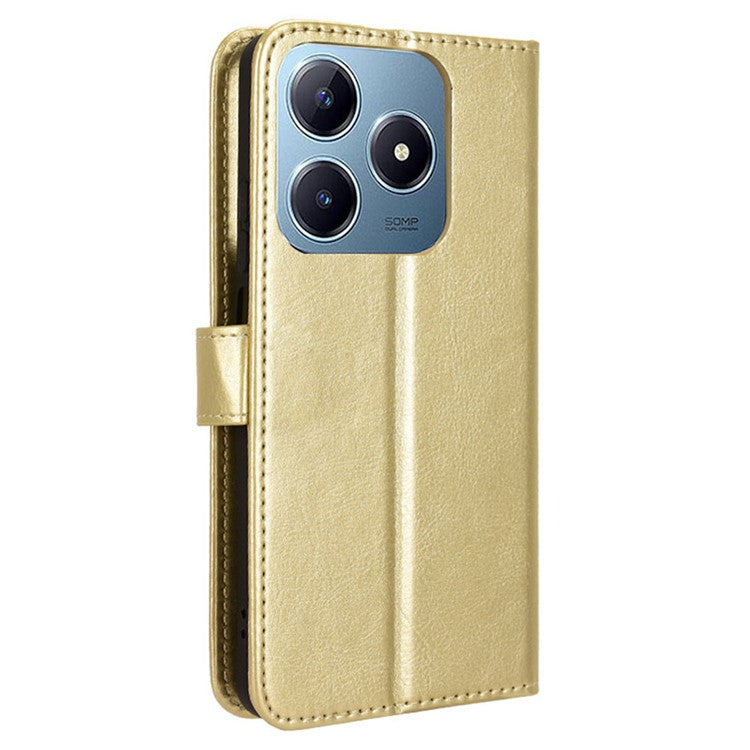 For Realme C63 4G / C61 4G / Narzo N63 4G Case Wallet PU Leather Flip Phone Cover - Gold