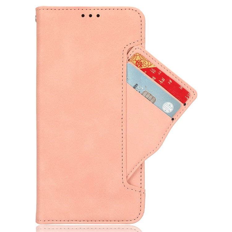 For Realme C63 4G / C61 4G / Narzo N63 4G Case Folio Stand Leather Phone Cover with Multiple Card Slots - Pink