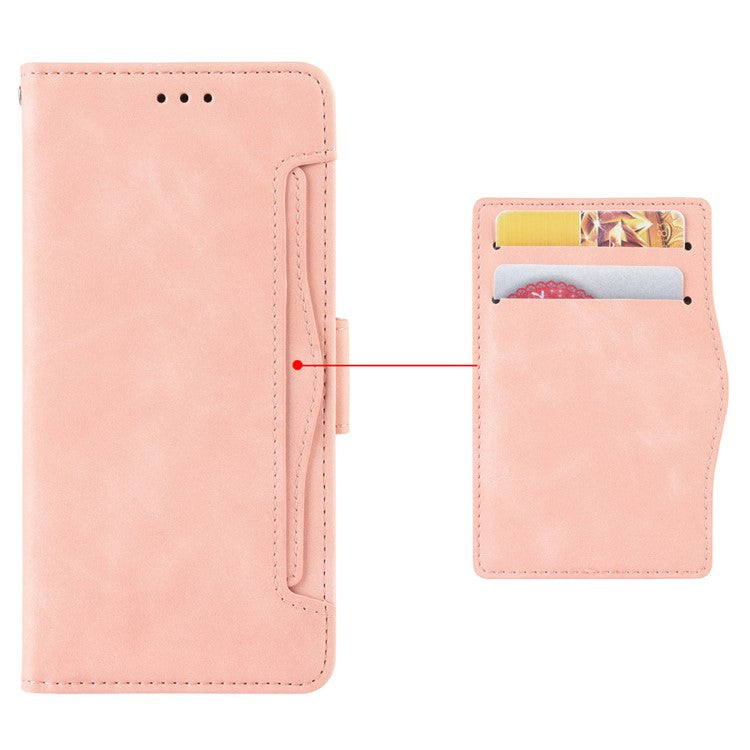 For Realme C63 4G / C61 4G / Narzo N63 4G Case Folio Stand Leather Phone Cover with Multiple Card Slots - Pink