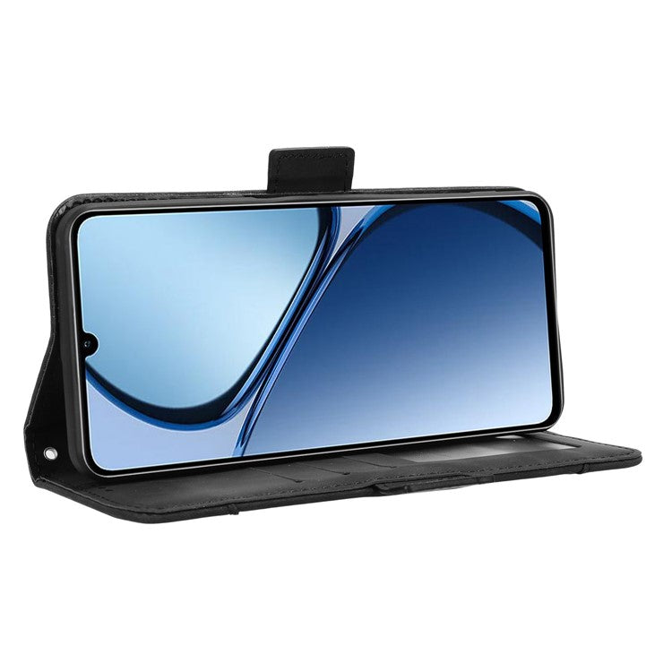 For Realme C63 4G / C61 4G / Narzo N63 4G Case Folio Stand Leather Phone Cover with Multiple Card Slots - Black