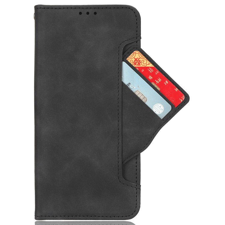 For Realme C63 4G / C61 4G / Narzo N63 4G Case Folio Stand Leather Phone Cover with Multiple Card Slots - Black