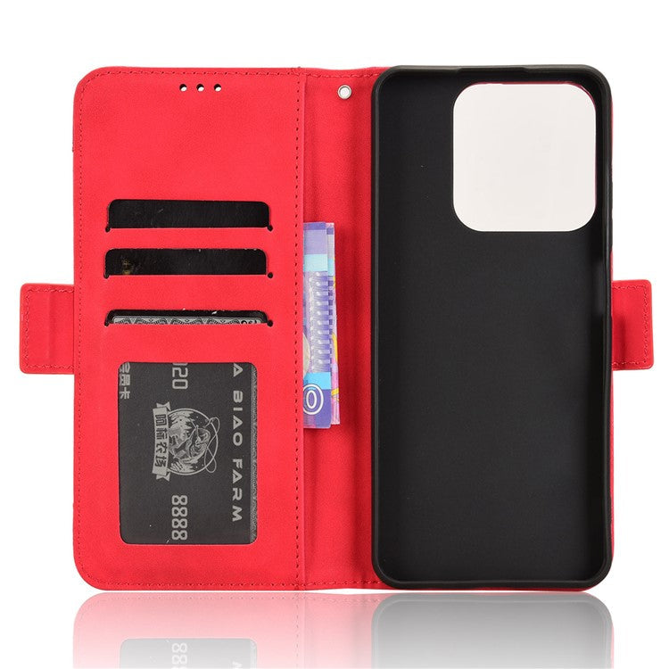 For Realme C63 4G / C61 4G / Narzo N63 4G Case Folio Stand Leather Phone Cover with Multiple Card Slots - Red