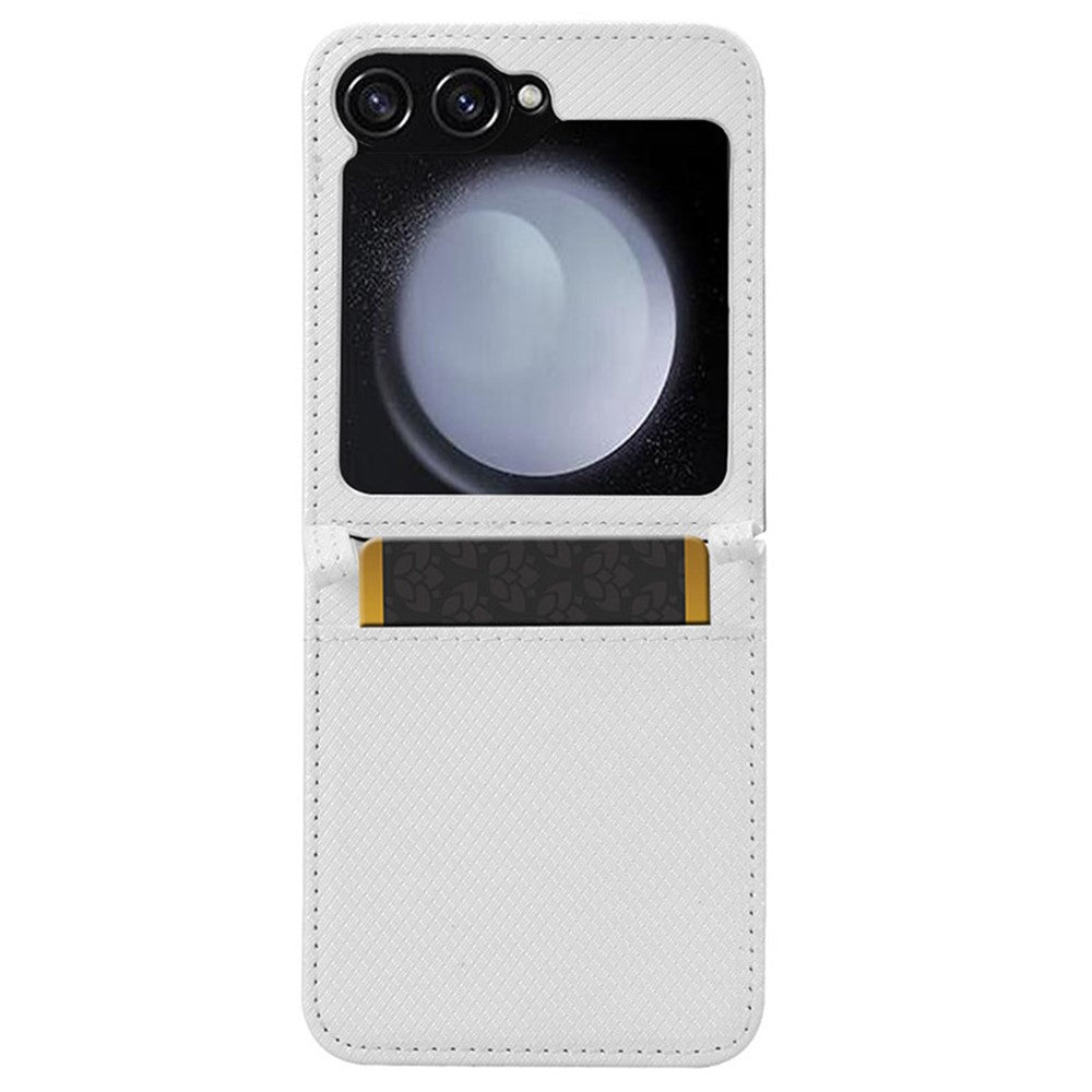 For Samsung Galaxy Z Flip7 FE 5G / Z Flip6 5G Case Leather Phone Cover with Card Slot - White