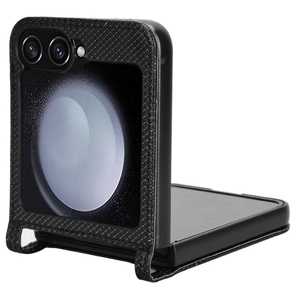 For Samsung Galaxy Z Flip7 FE 5G / Z Flip6 5G Case Leather Phone Cover with Card Slot - Black