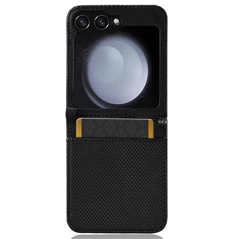 For Samsung Galaxy Z Flip6 5G Case Leather Phone Cover with Card Slot - Black