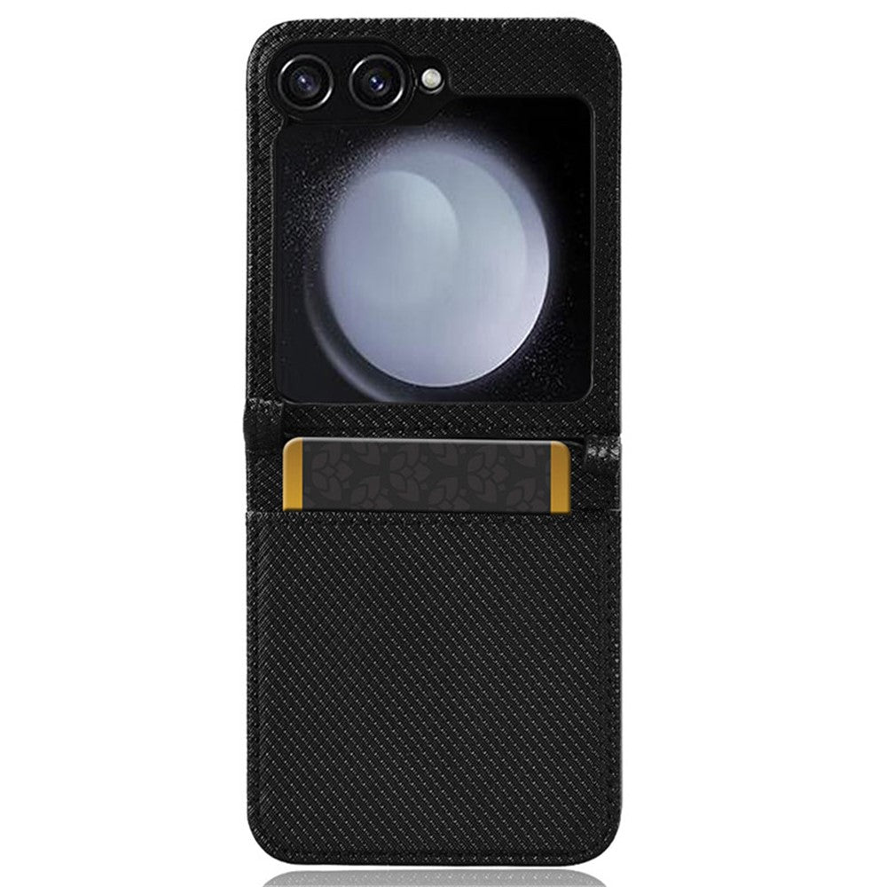 For Samsung Galaxy Z Flip7 FE 5G / Z Flip6 5G Case Leather Phone Cover with Card Slot - Black