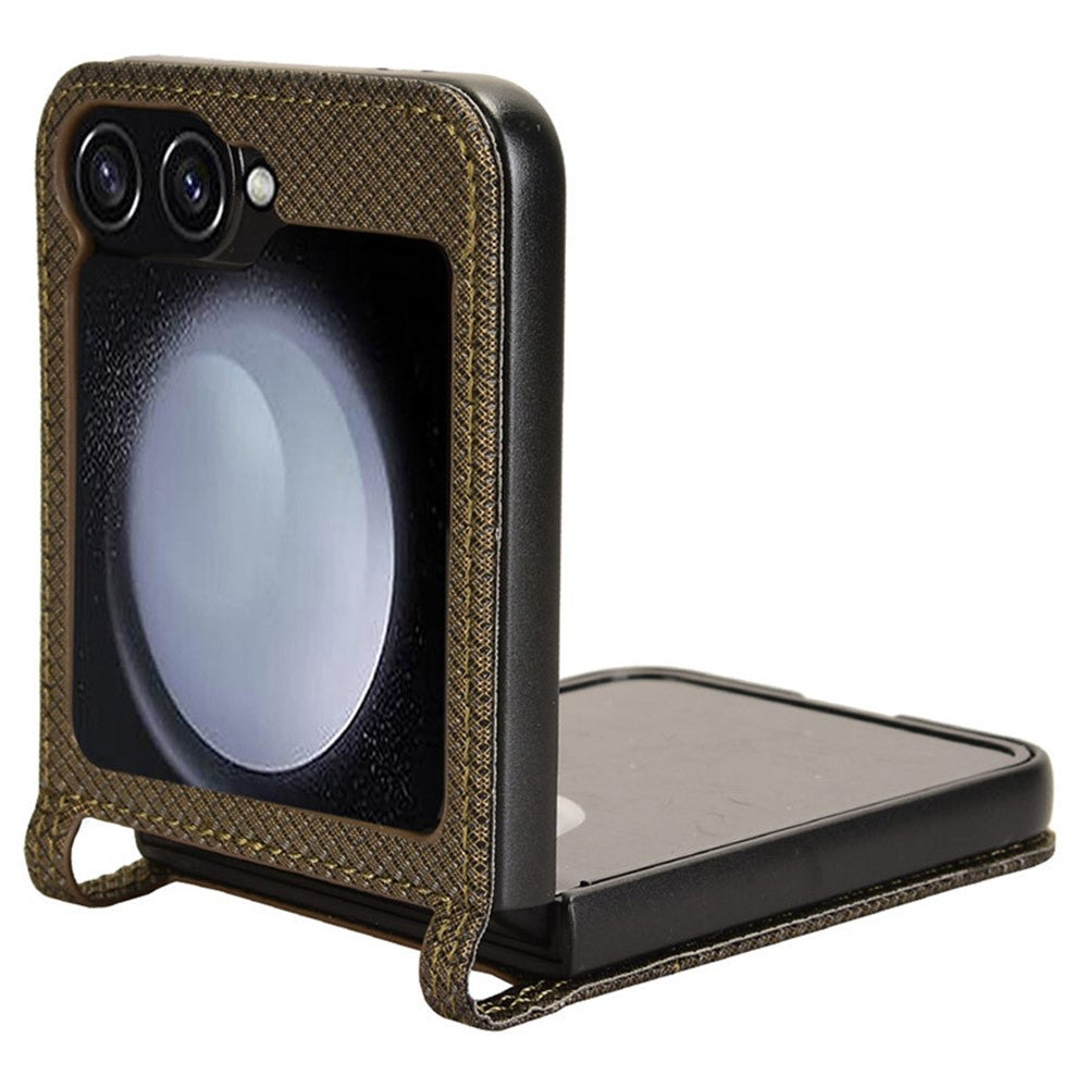For Samsung Galaxy Z Flip7 FE 5G / Z Flip6 5G Case Leather Phone Cover with Card Slot - Brown