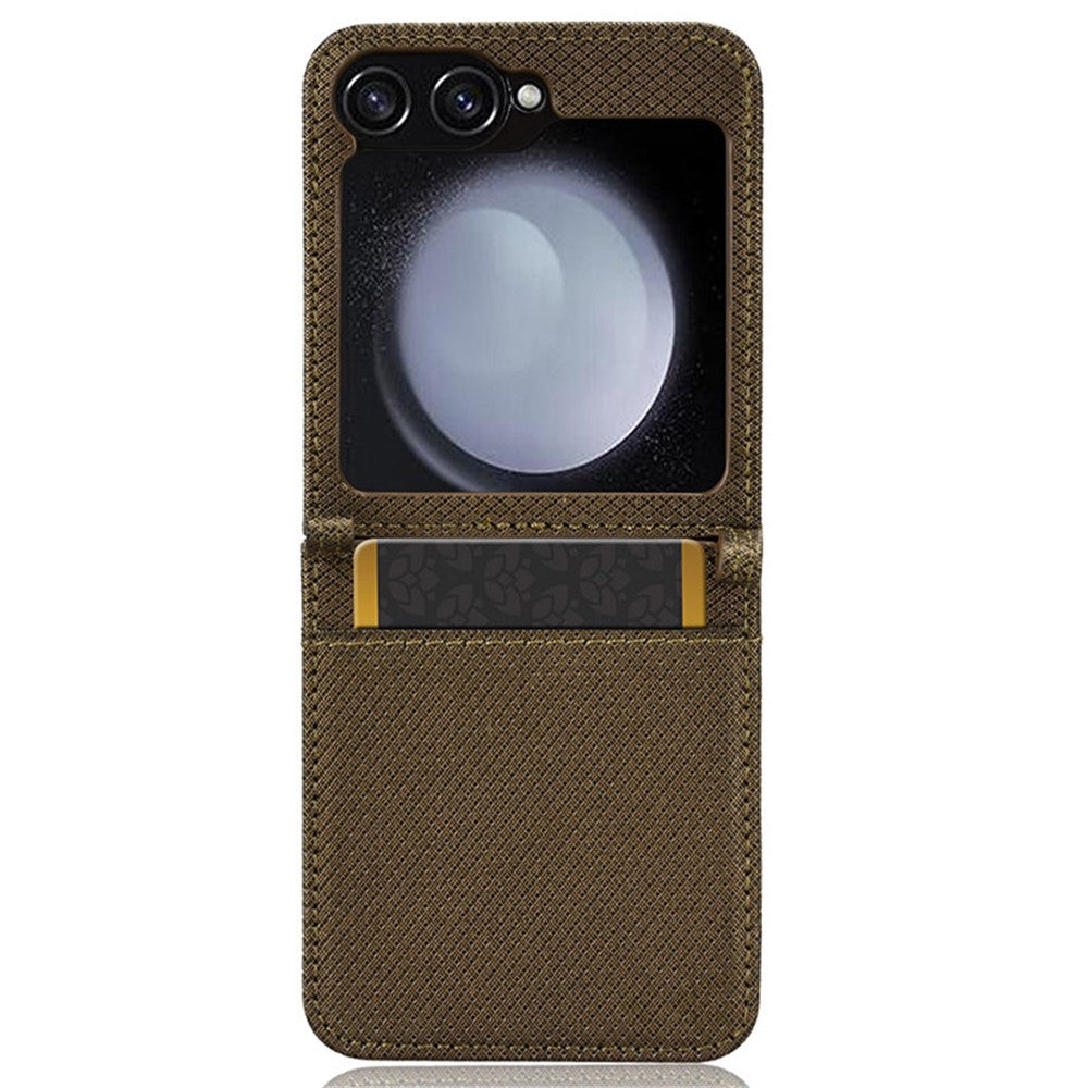 For Samsung Galaxy Z Flip7 FE 5G / Z Flip6 5G Case Leather Phone Cover with Card Slot - Brown