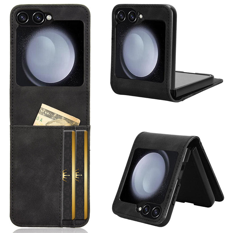 For Samsung Galaxy Z Flip6 5G PU Leather+PC Phone Case Separable Design Card Slot Skin-Touch Cover - Black