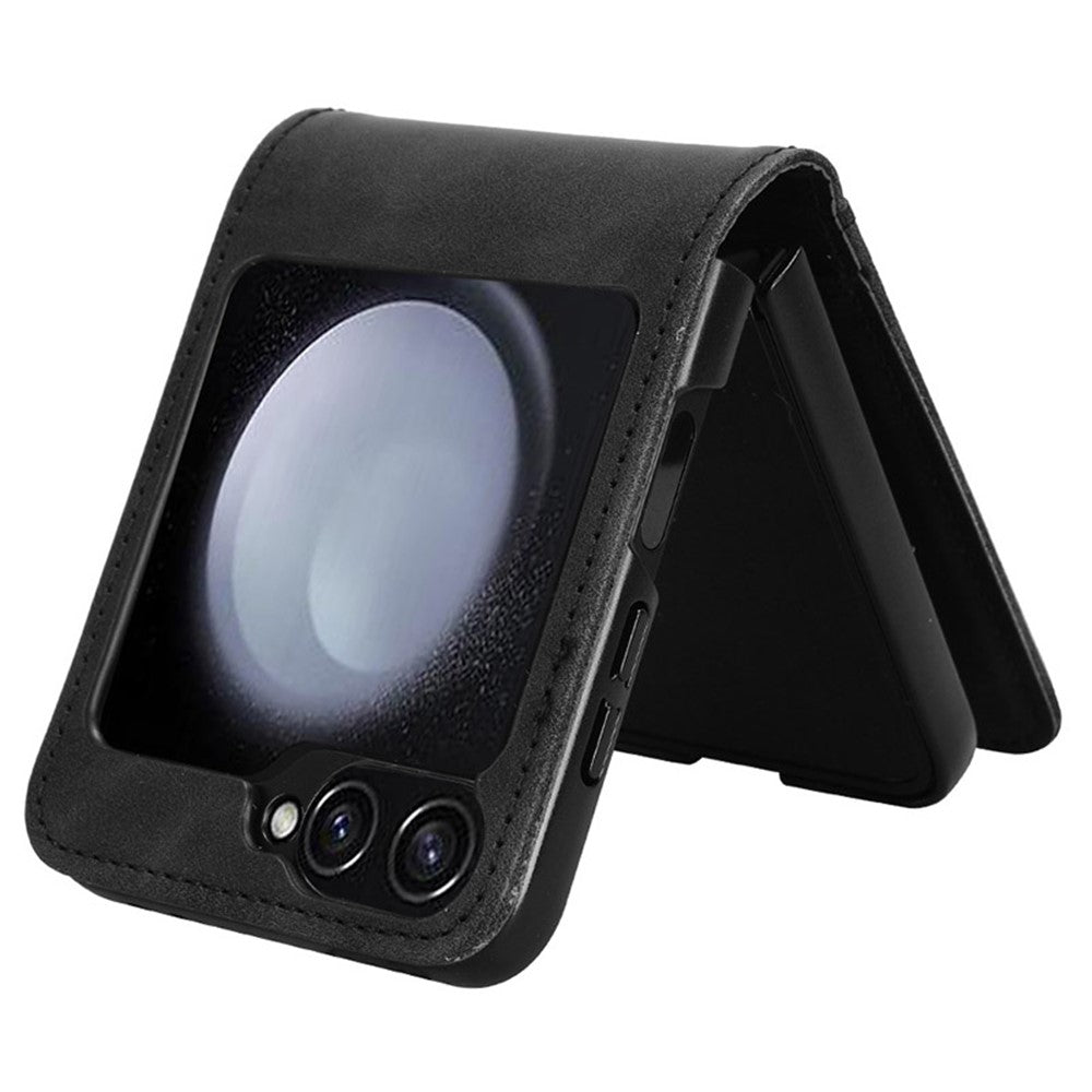 For Samsung Galaxy Z Flip7 FE 5G / Z Flip6 5G PU Leather+PC Phone Case Separable Design Card Slot Skin-Touch Cover - Black