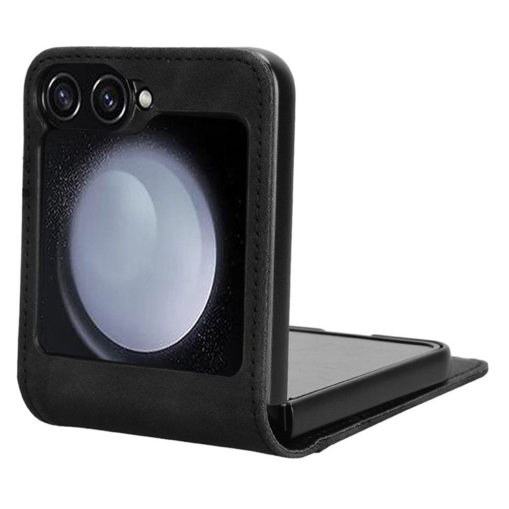 For Samsung Galaxy Z Flip7 FE 5G / Z Flip6 5G PU Leather+PC Phone Case Separable Design Card Slot Skin-Touch Cover - Black