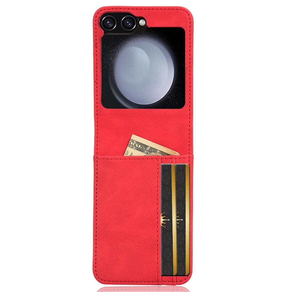 For Samsung Galaxy Z Flip7 FE 5G / Z Flip6 5G PU Leather+PC Phone Case Separable Design Card Slot Skin-Touch Cover - Red
